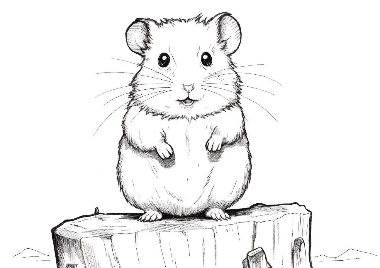 Hamsters Coloring Pages, Mignon bébé hamster