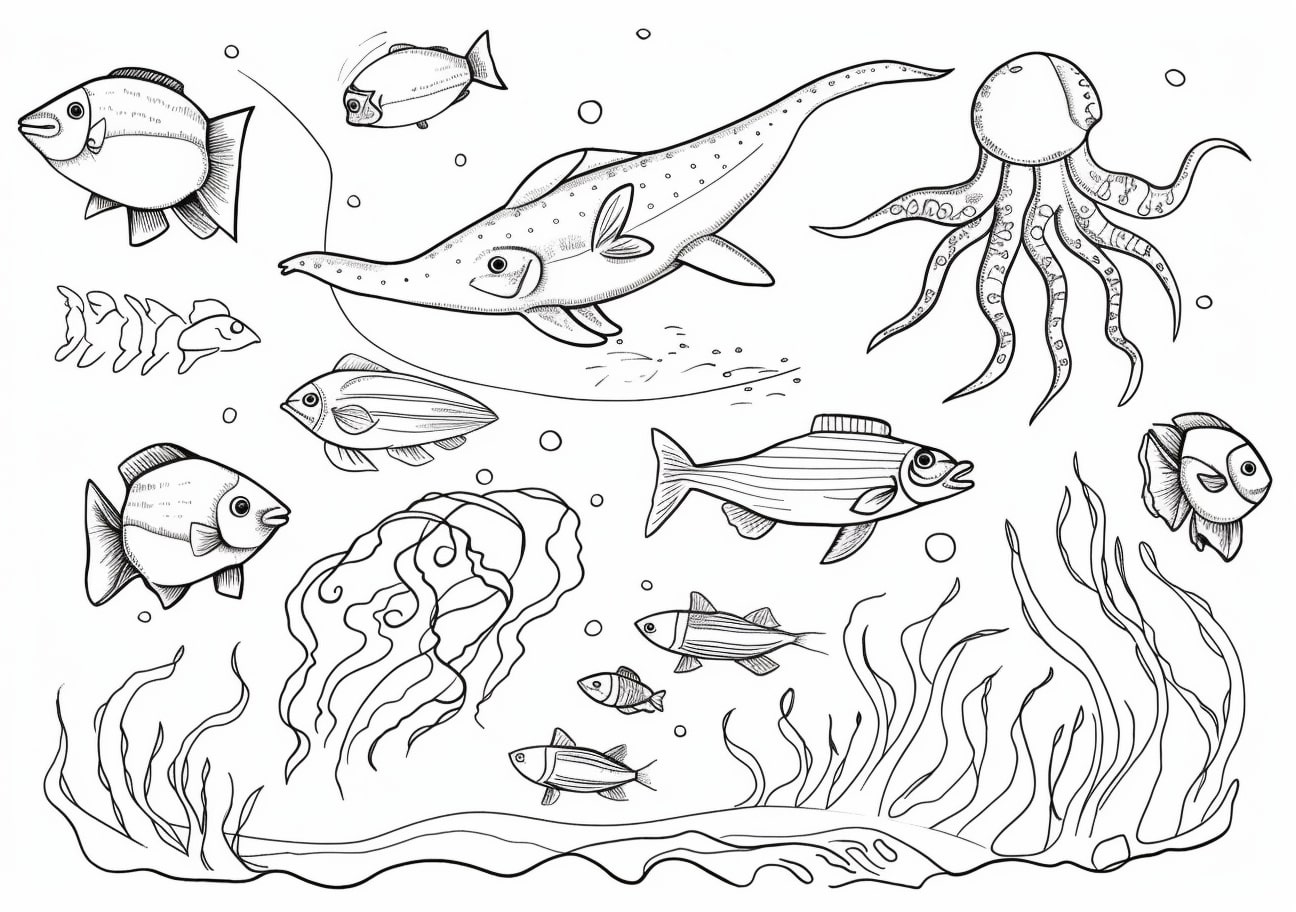 Sea animals Coloring Pages, 海の動物たち