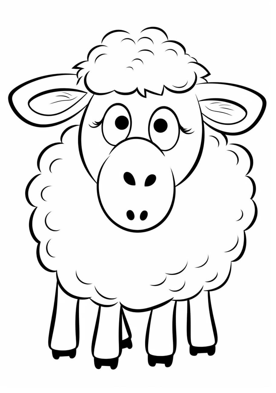 Sheep Coloring Pages, cartoon funny sheep