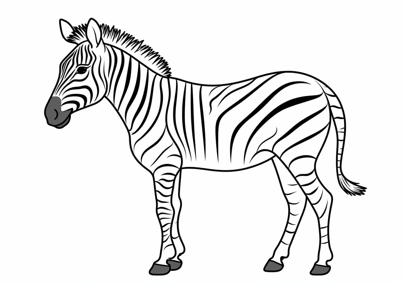 Wild Animals Coloring Pages, Simple Zebra