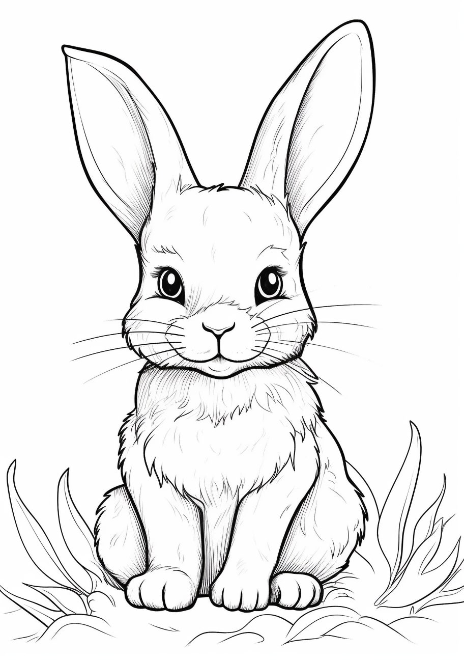 Cute bunny Coloring Pages, Lapin mignon de dessin animé