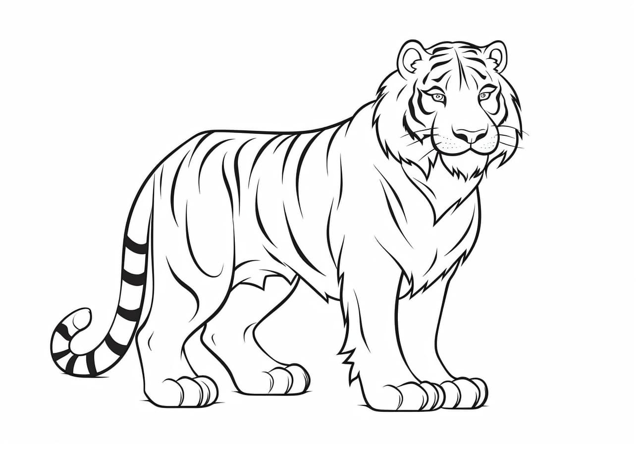 Tiger Coloring Pages, Adult realistic tiger