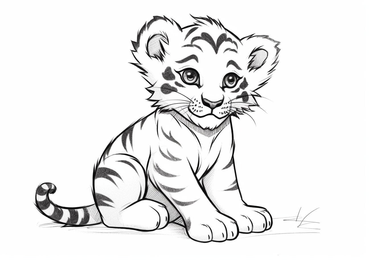 Tiger Coloring Pages, Cartoon baby Tiger