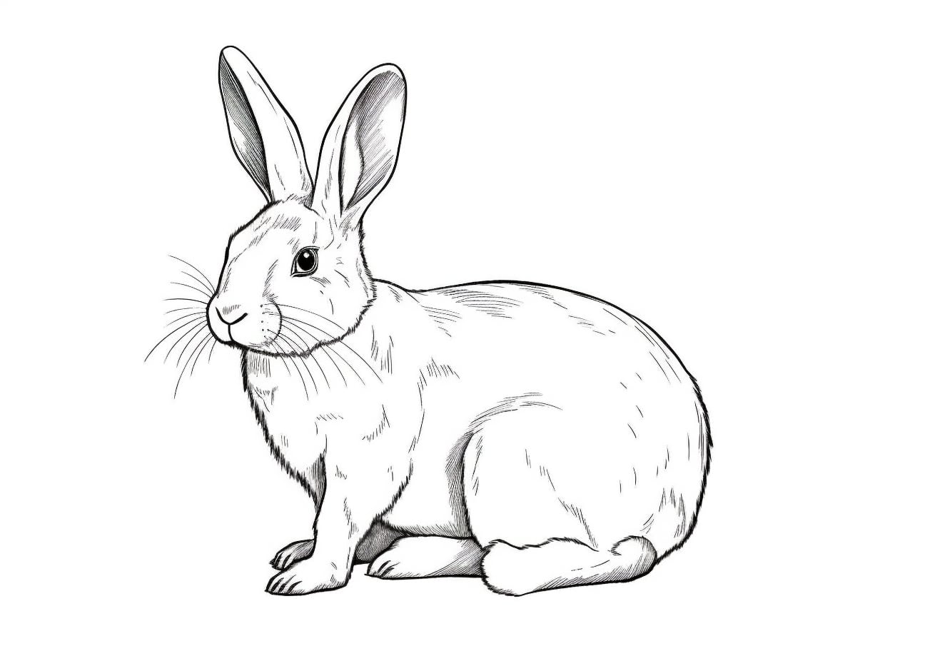 Rabbit Coloring Pages, リアルなウサギ、ぬりえ
