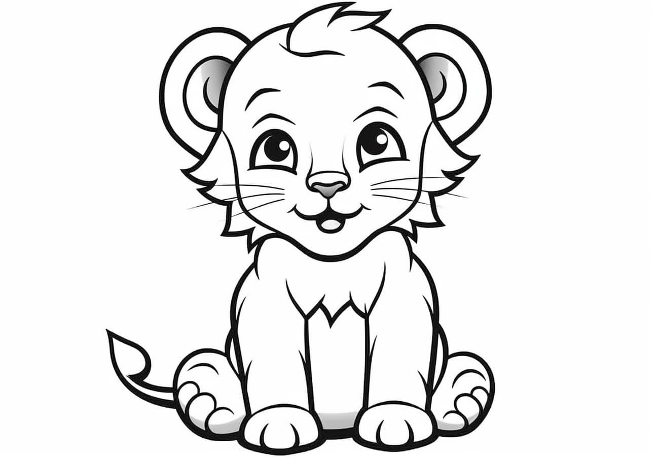 Lion Coloring Pages, Cartoon baby Lion