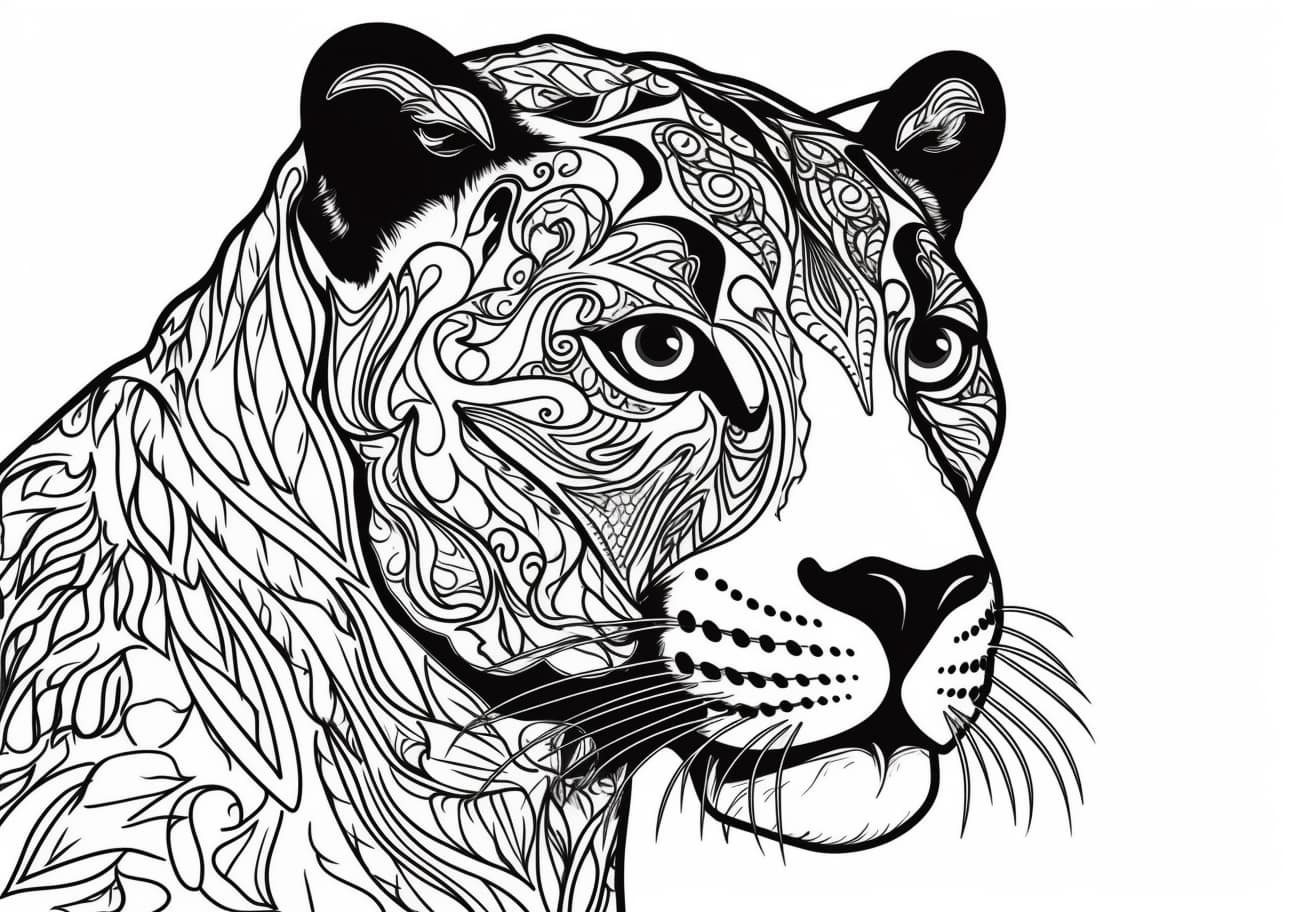 Panther Coloring Pages, Mandala Pantera