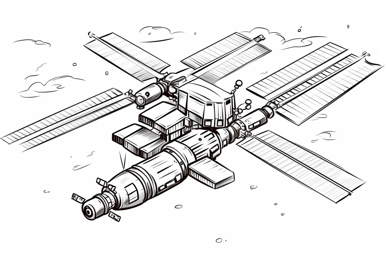 Space Station Coloring Pages, Cartoon International Space Station