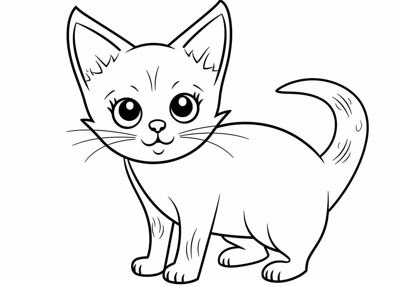 Cute cat Coloring Pages, lindo gato, lado