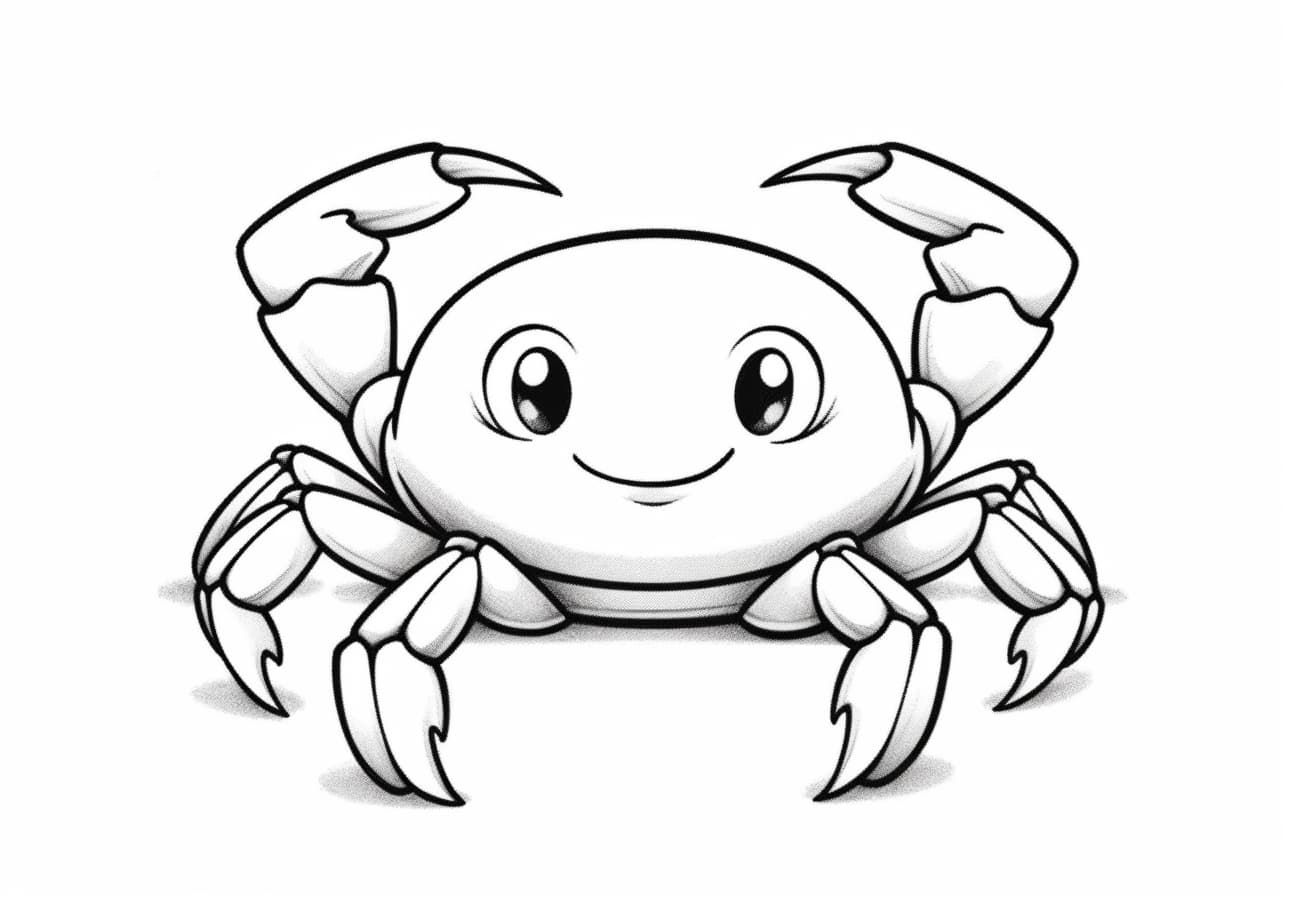 Crabs Coloring Pages, Cartoon crab smiling
