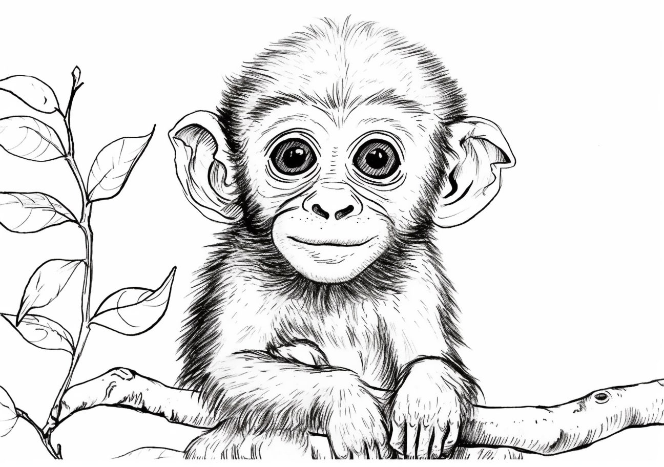 Monkeys Coloring Pages, Baby Monkey