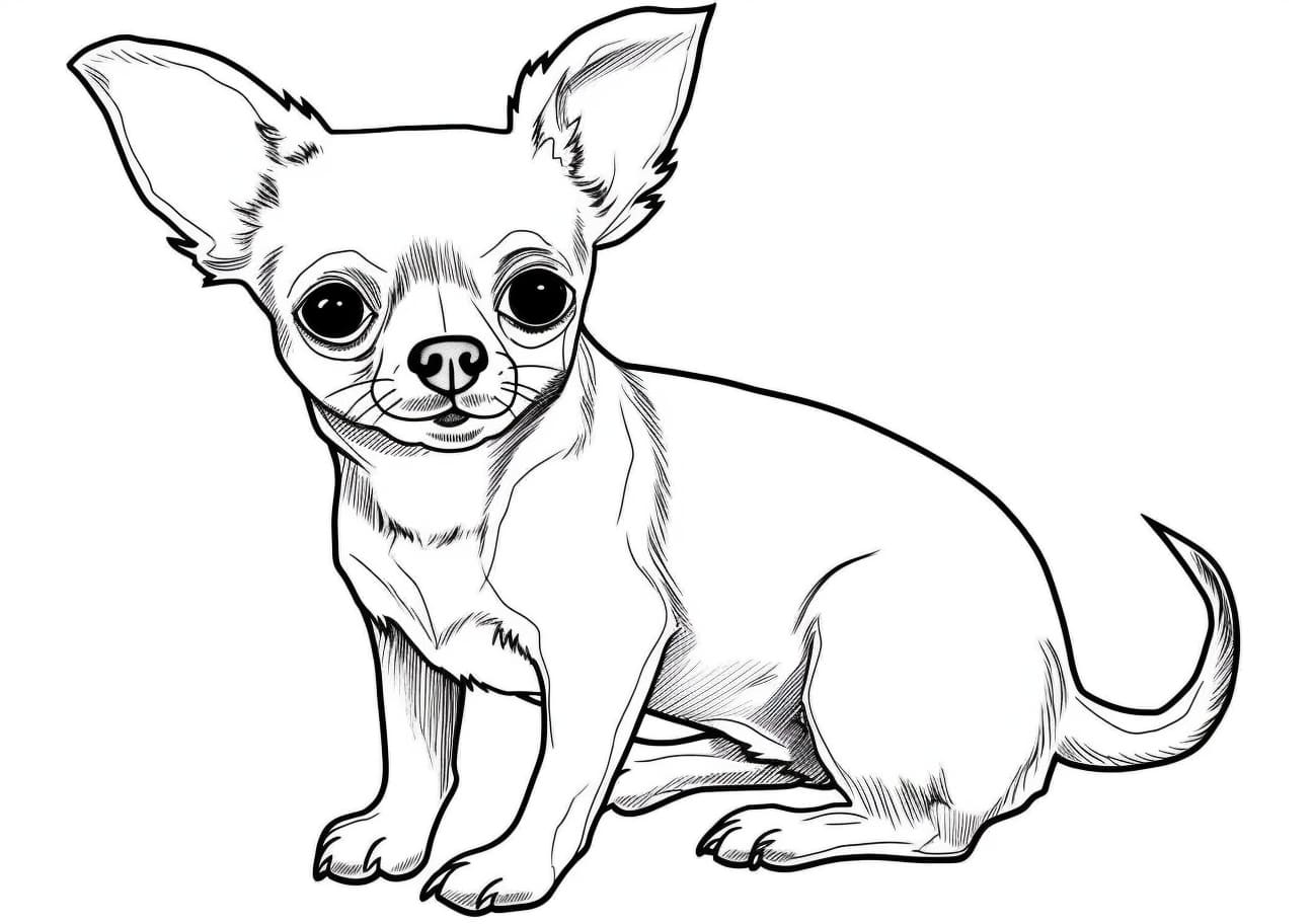 Cute dog Coloring Pages, チワワかわいい犬