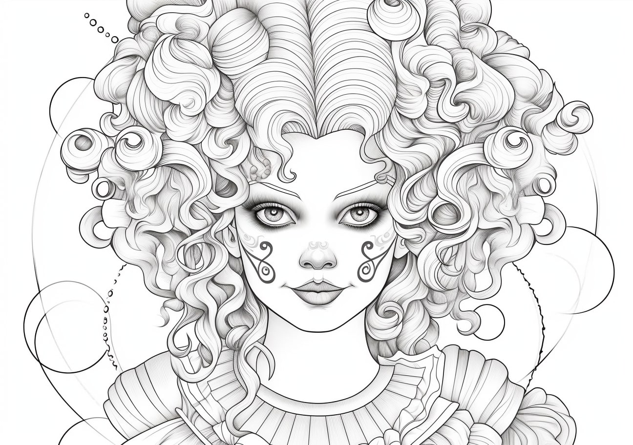 Clown Coloring Pages, レディピエロ