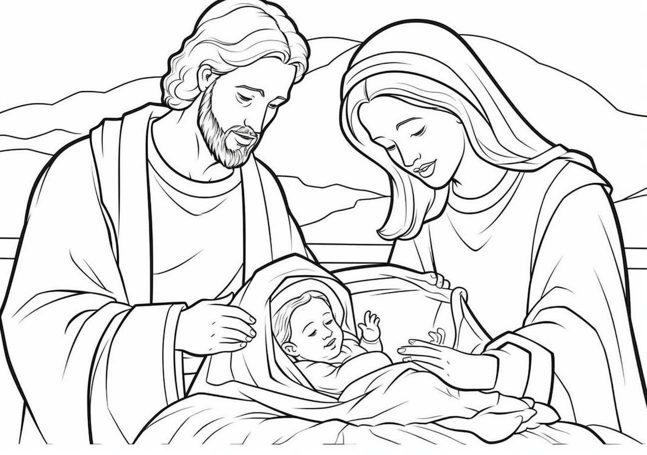 Jesus Is Born Coloring Pages, Nacimiento de Jesús