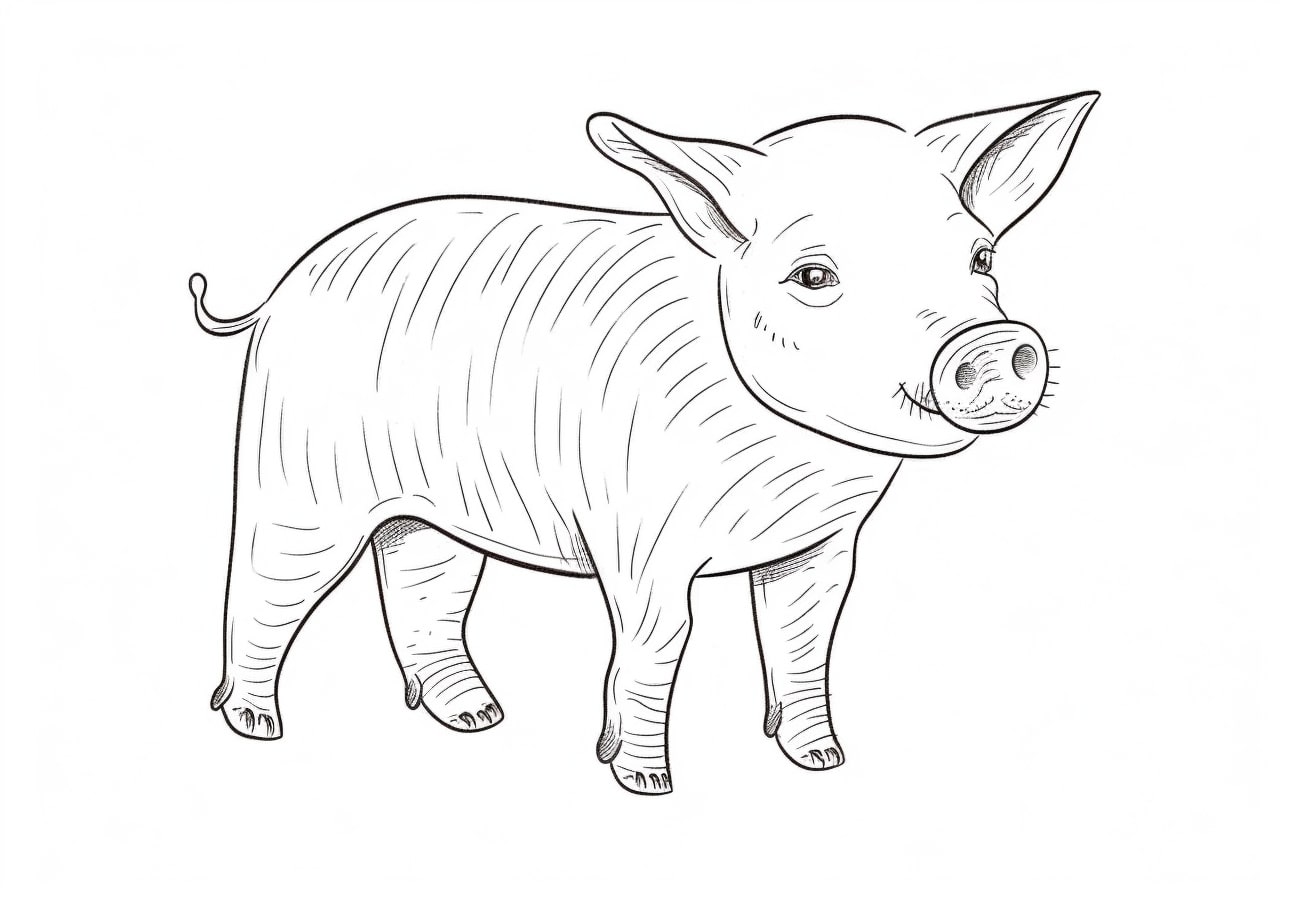 Pig Coloring Pages, シンプルカラーリング、ピギー