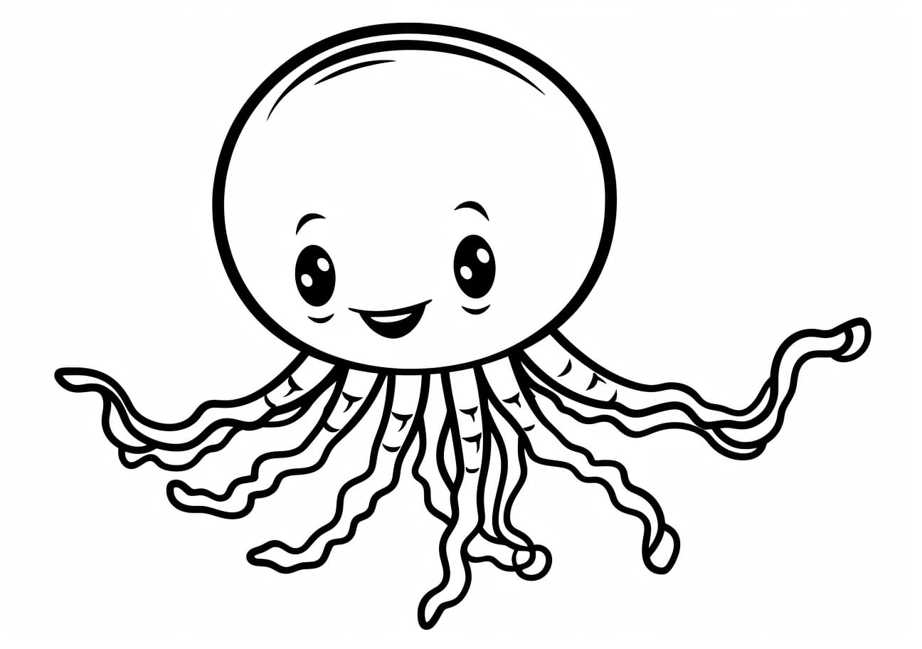 Jellyfish Coloring Pages, Medusa de dibujos animados