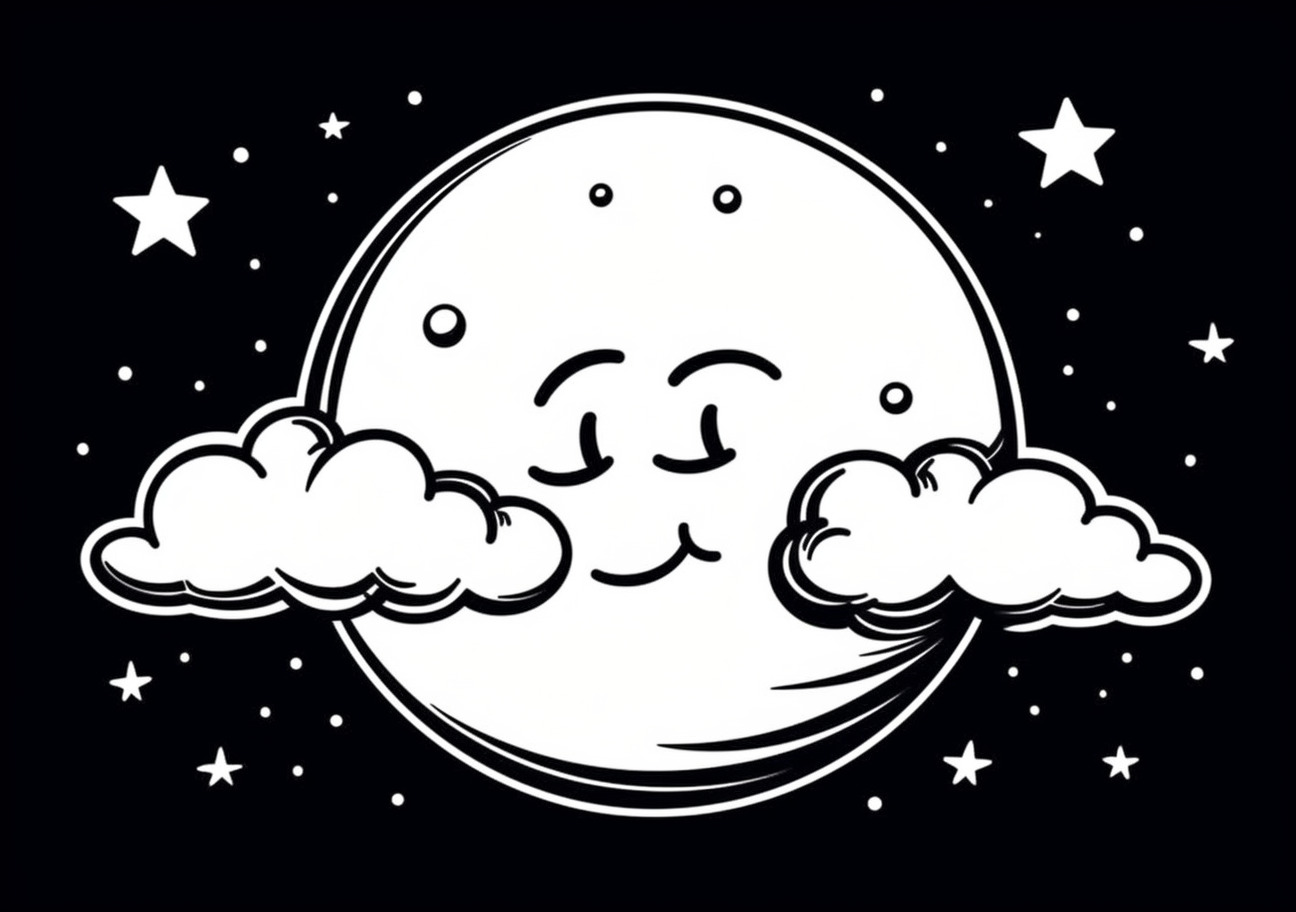 Moon Coloring Pages, Caroon cute moon