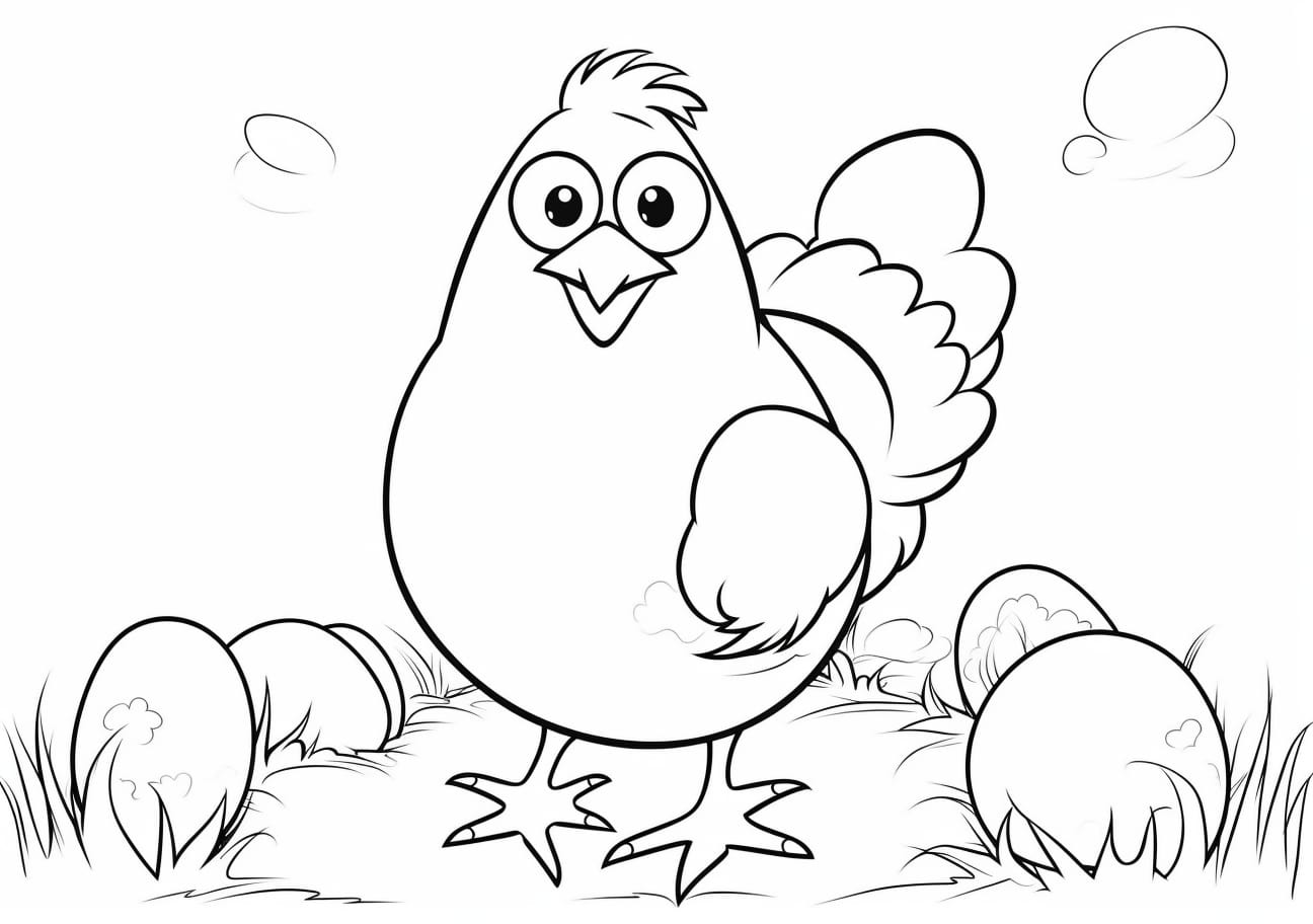 Chicken Coloring Pages, chicken and eggs