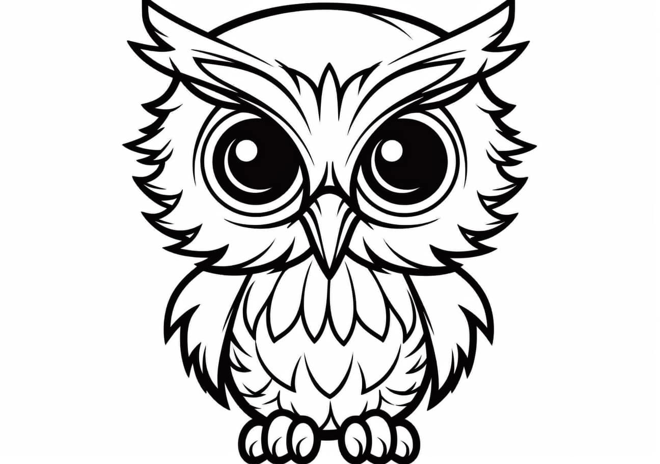 Owl Coloring Pages, Hibou en dessin animé