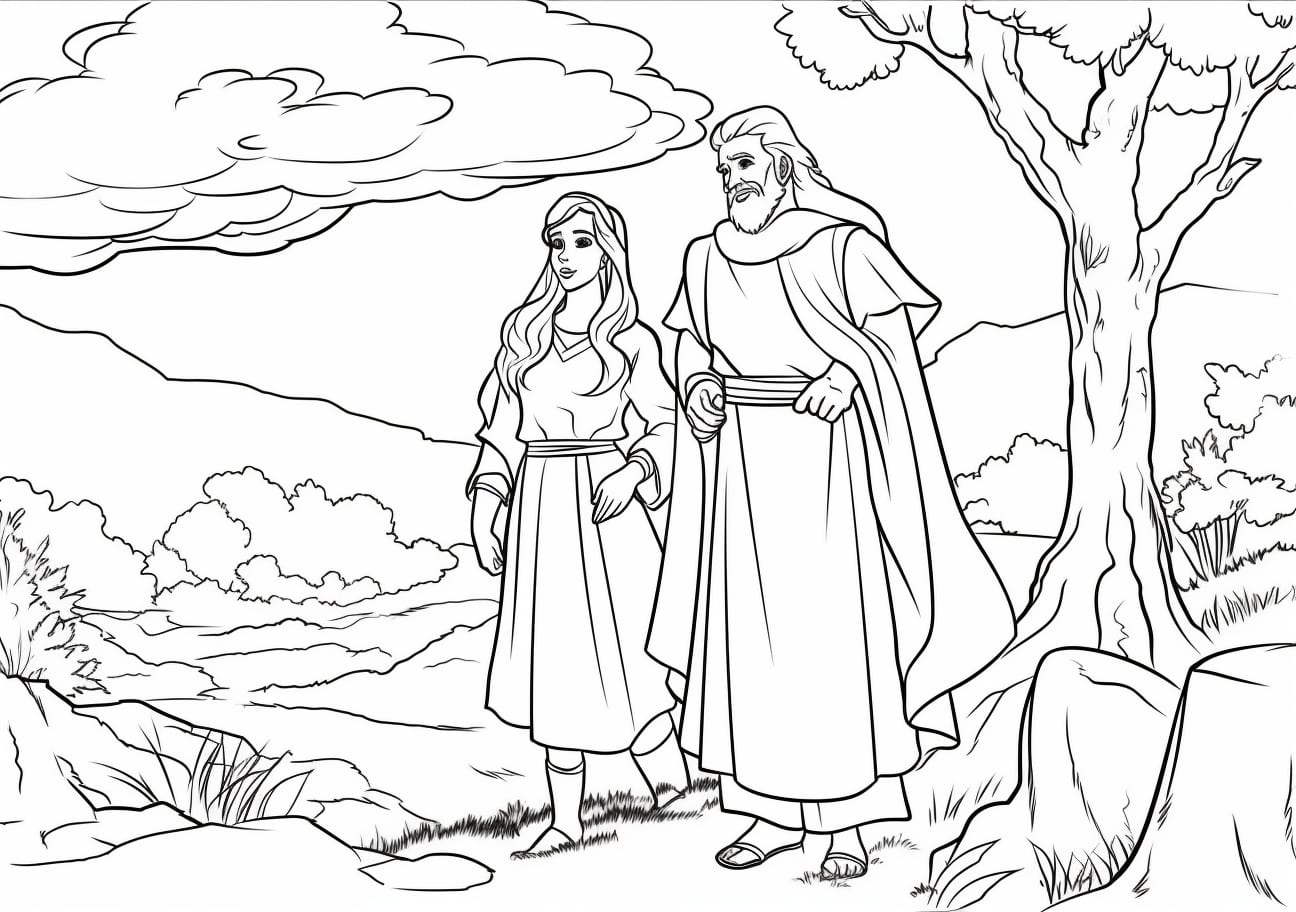 Abraham and Sarah Coloring Pages, Abraham and his wife Sarah