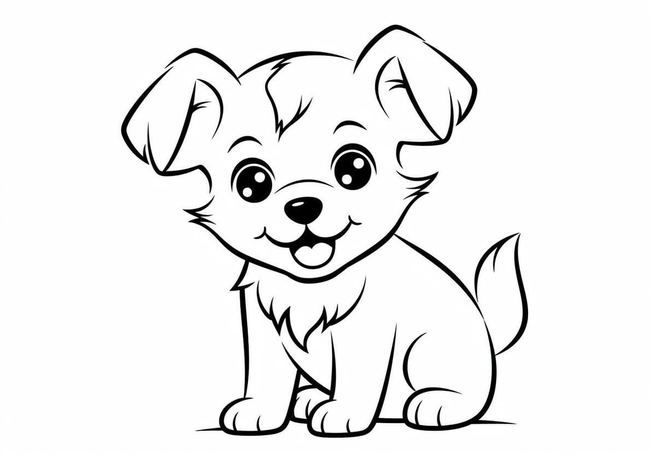 Cute puppy Coloring Pages, Chiot souriant