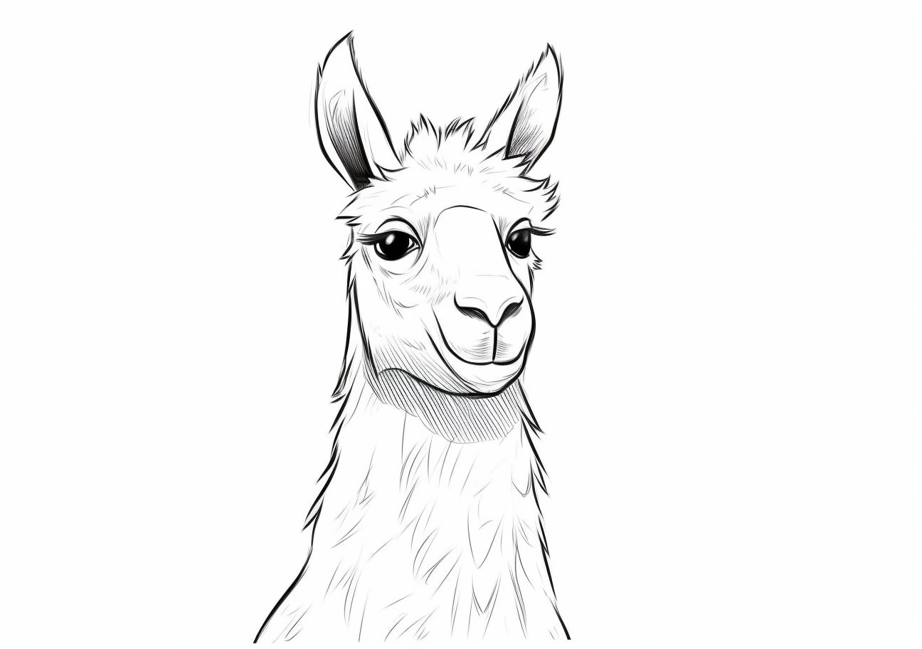 The Llama Coloring Pages, 超リアルなラマの顔