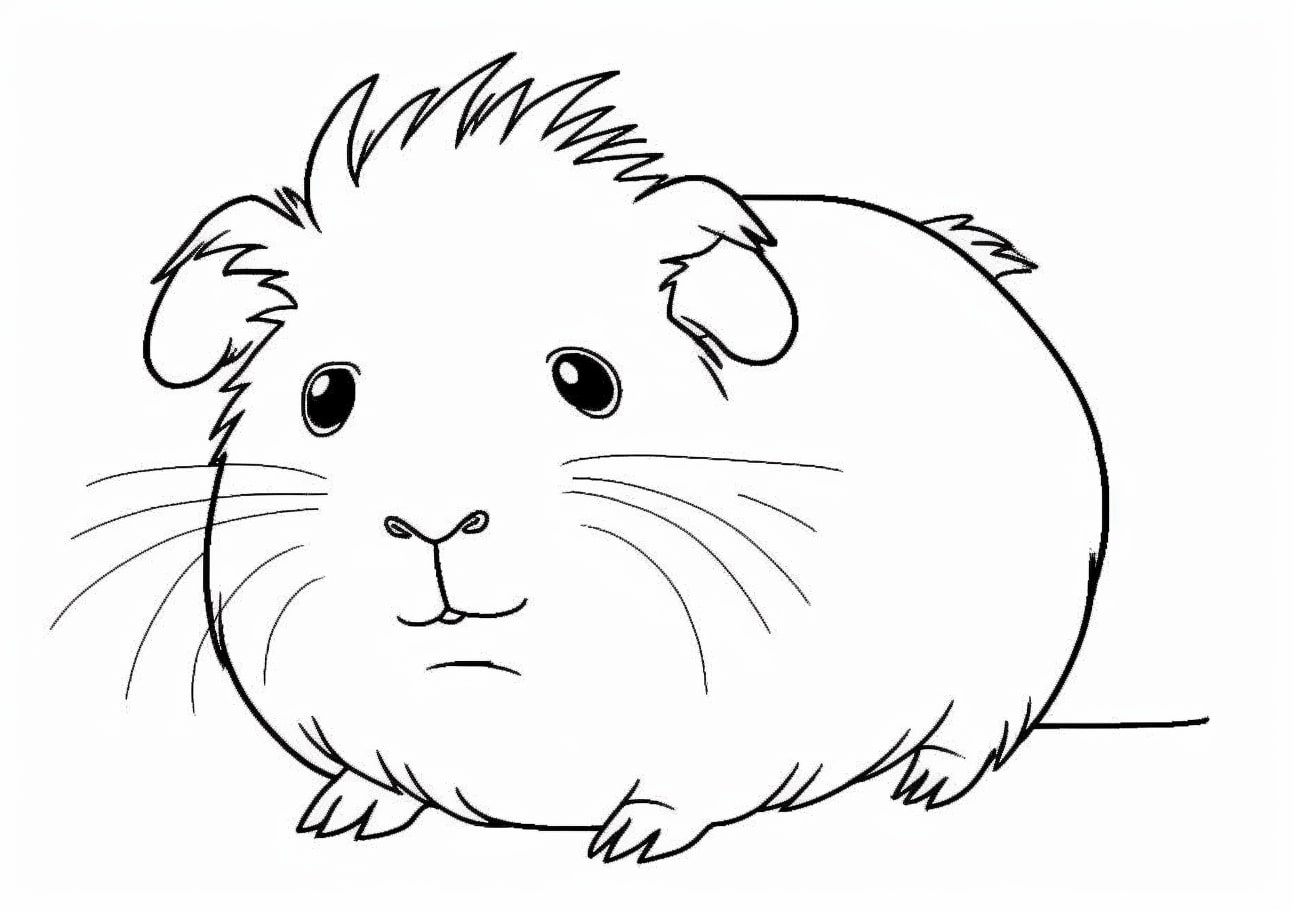 Guinea pig Coloring Pages, フロントサイド・テンジクネズミ