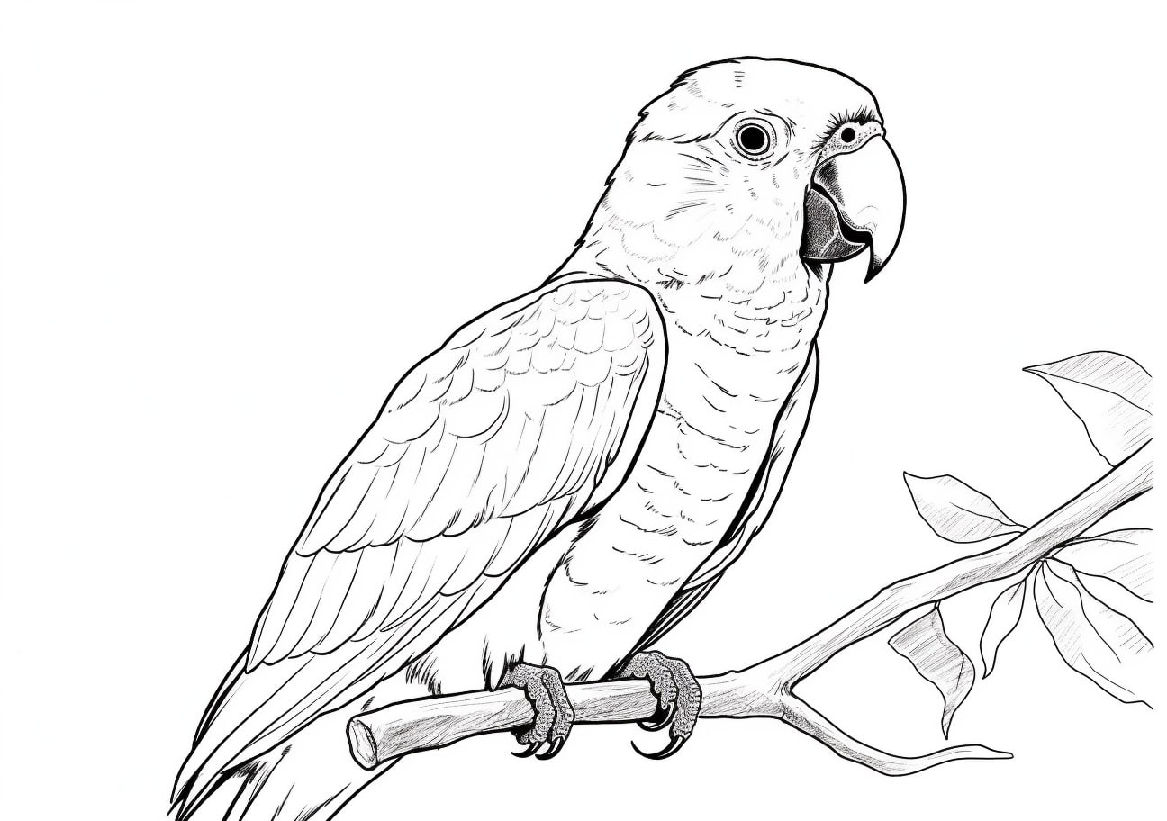 Parrot Coloring Pages, Parrot on tree