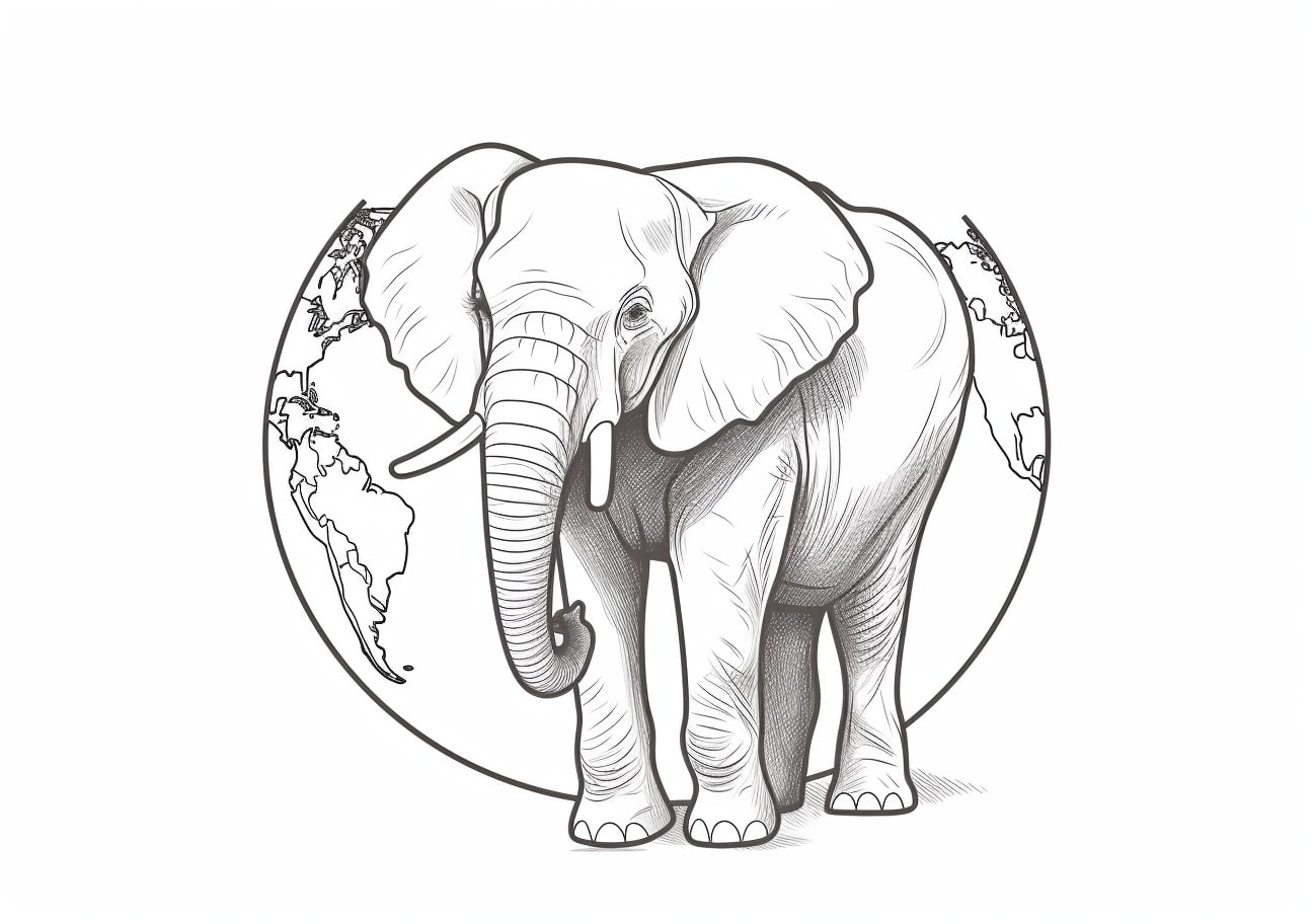 Elephant Coloring Pages, Earth and Elephant