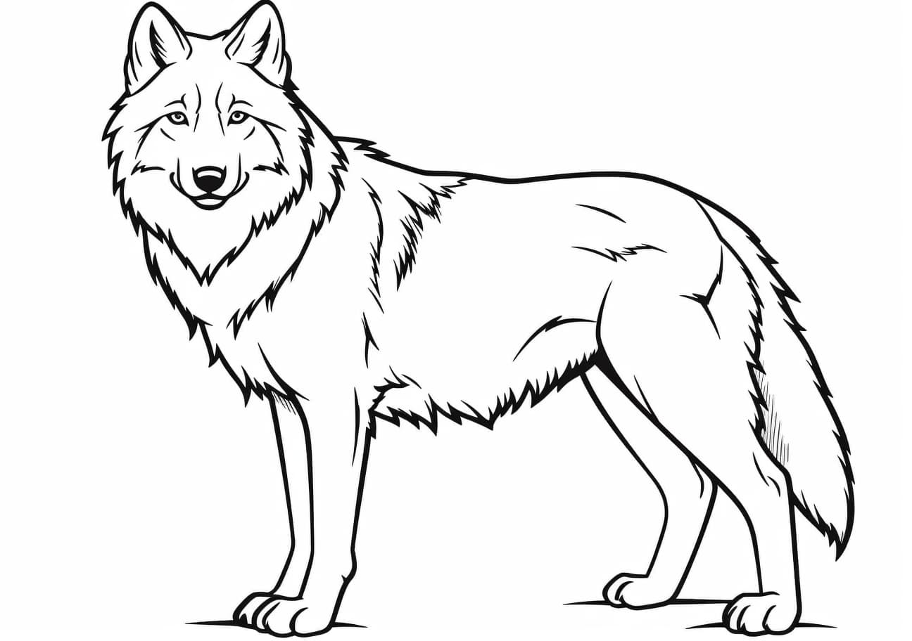 Wolf Coloring Pages, Adult Wolf