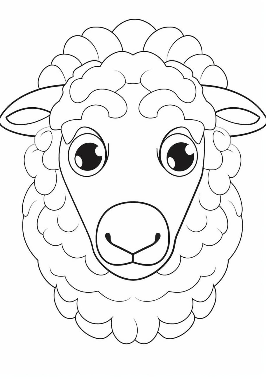 Sheep Coloring Pages, cartoon sheep face