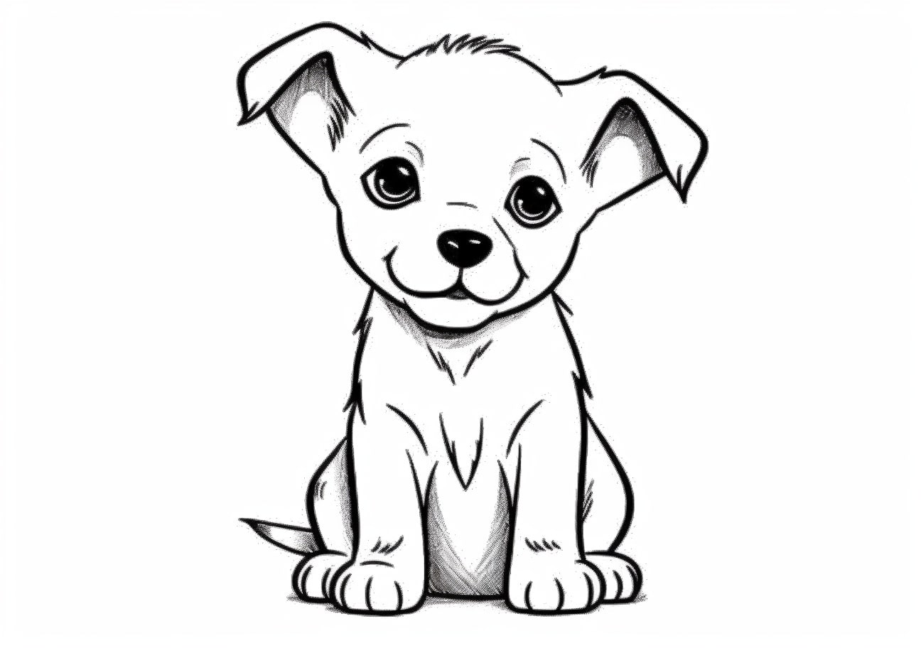 Cute puppy Coloring Pages, Mignon siège de chiot