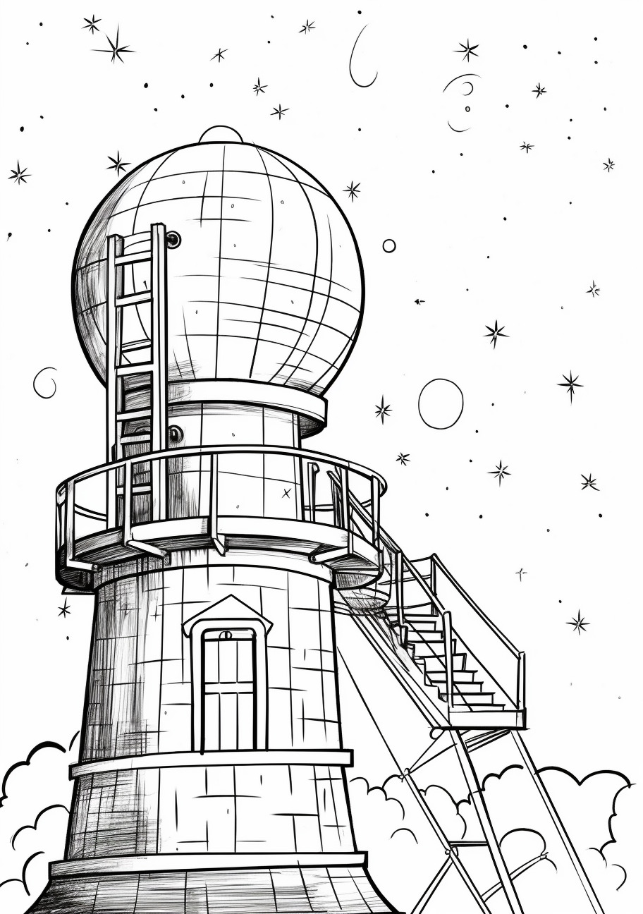 Observatory Coloring Pages, Observatory tower