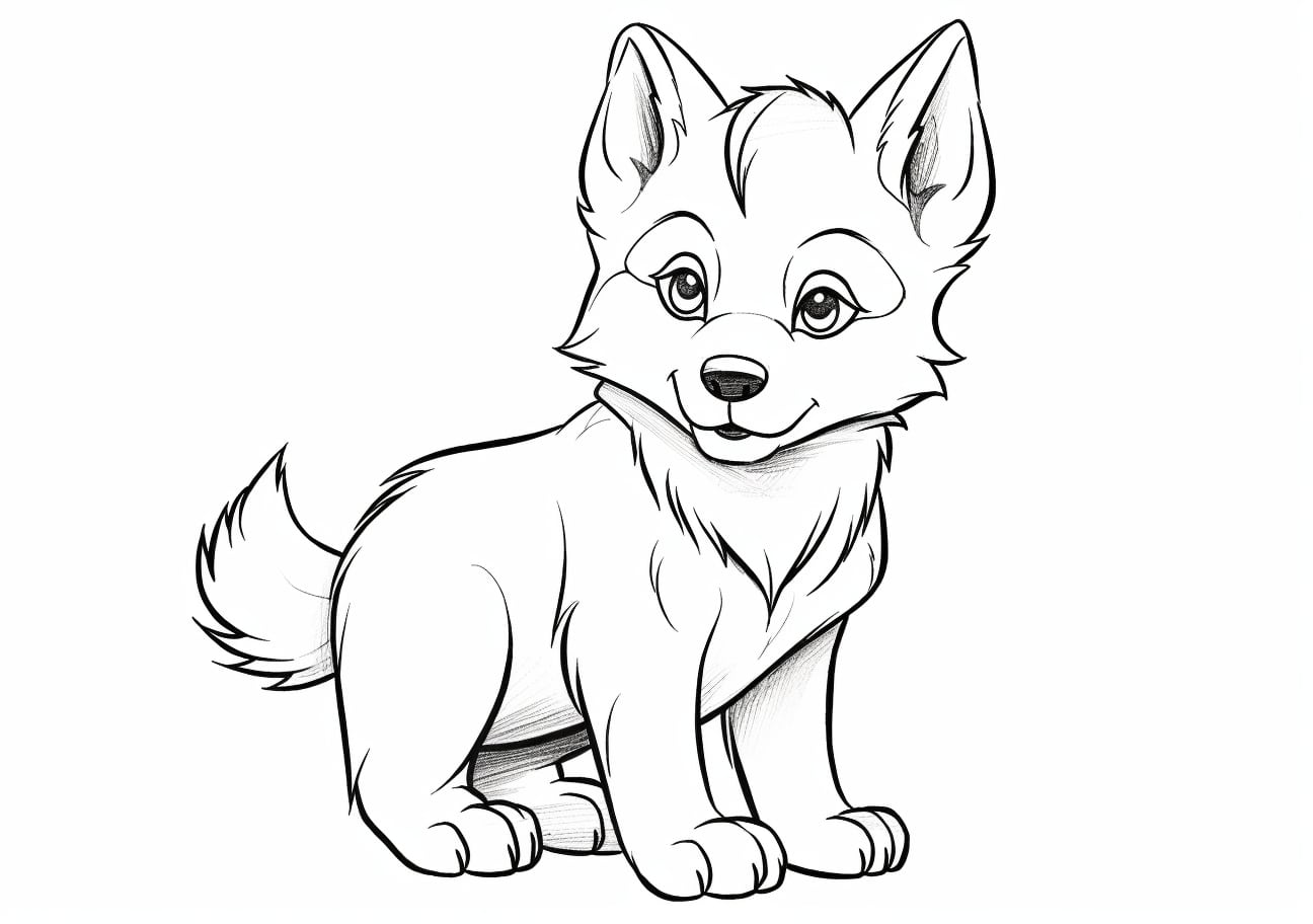 Husky Coloring Pages, Baby cartoon Husky