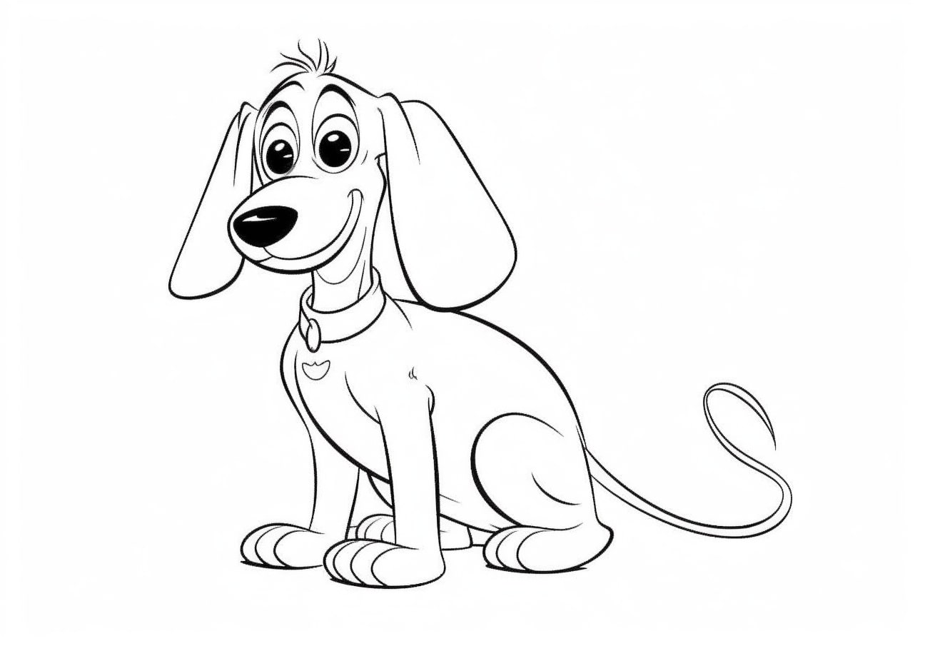 Cute dog Coloring Pages, página para colorear del perro slinky