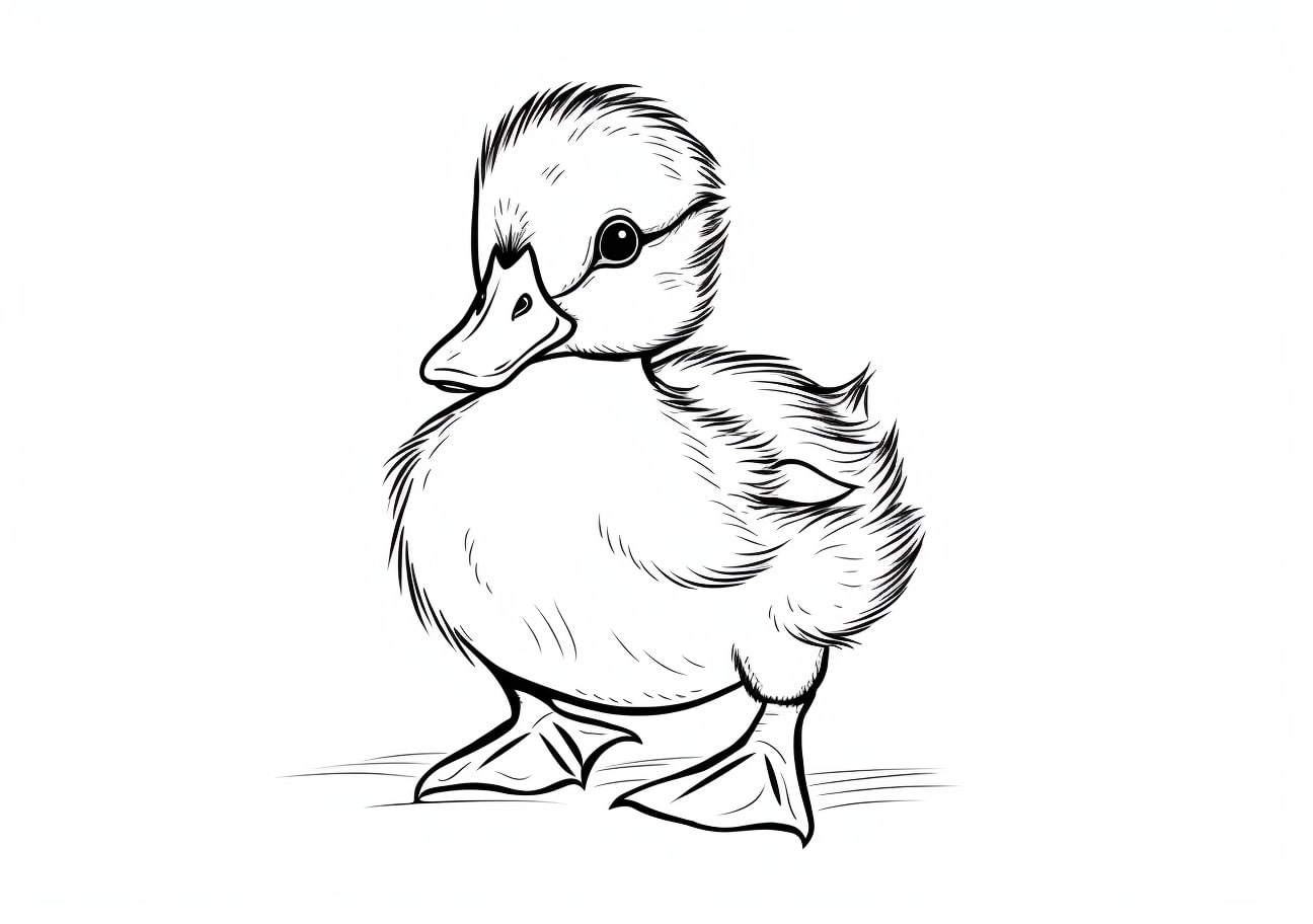Ducks Coloring Pages, Realistic duckling in full size