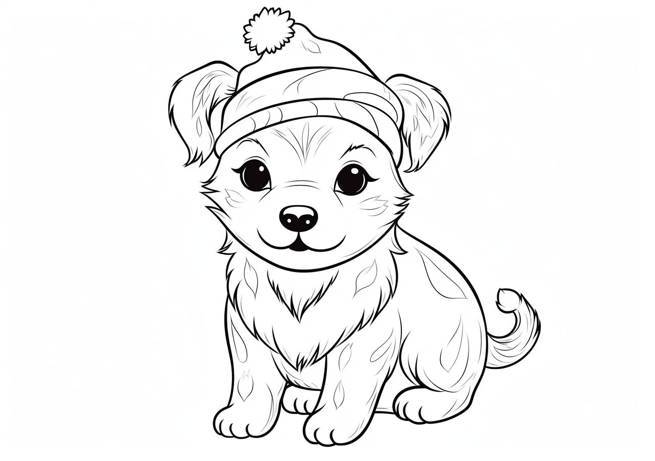 Dog Coloring Pages, christmas dog