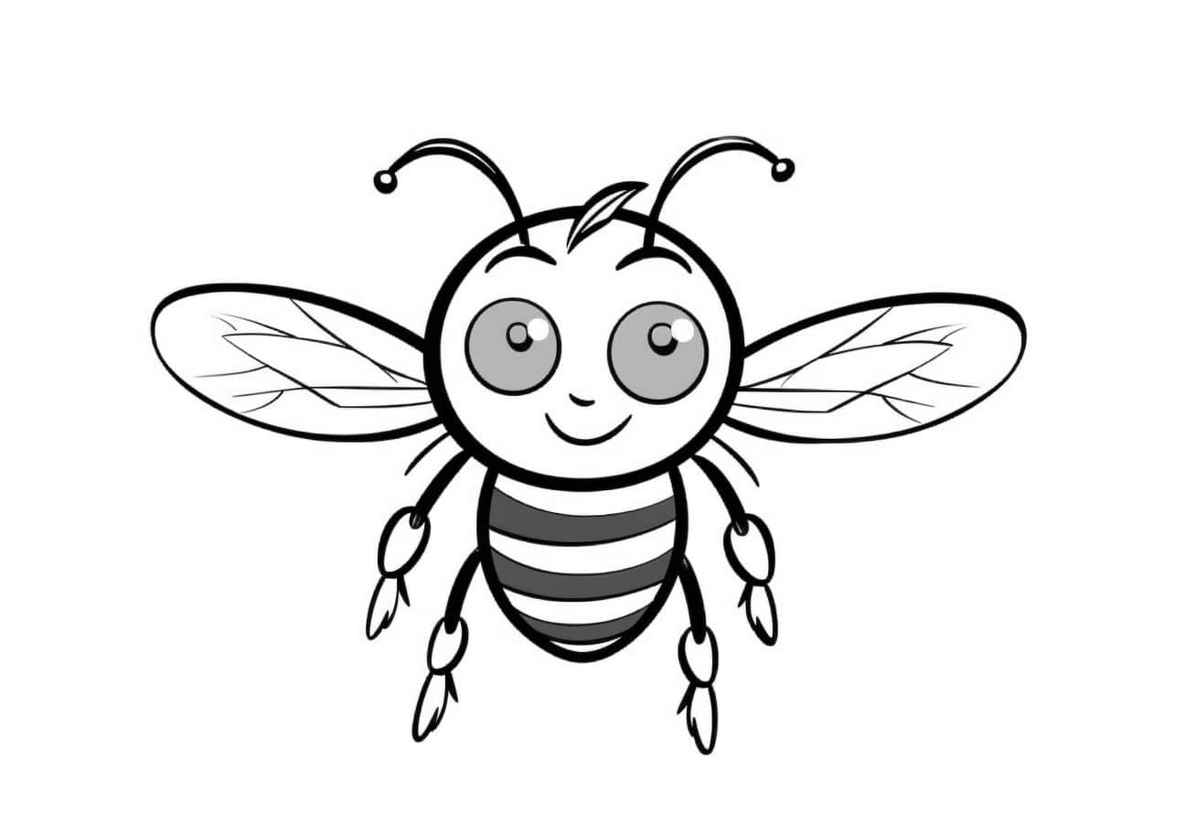 Bees Coloring Pages, Drôle d'abeille de dessin animé