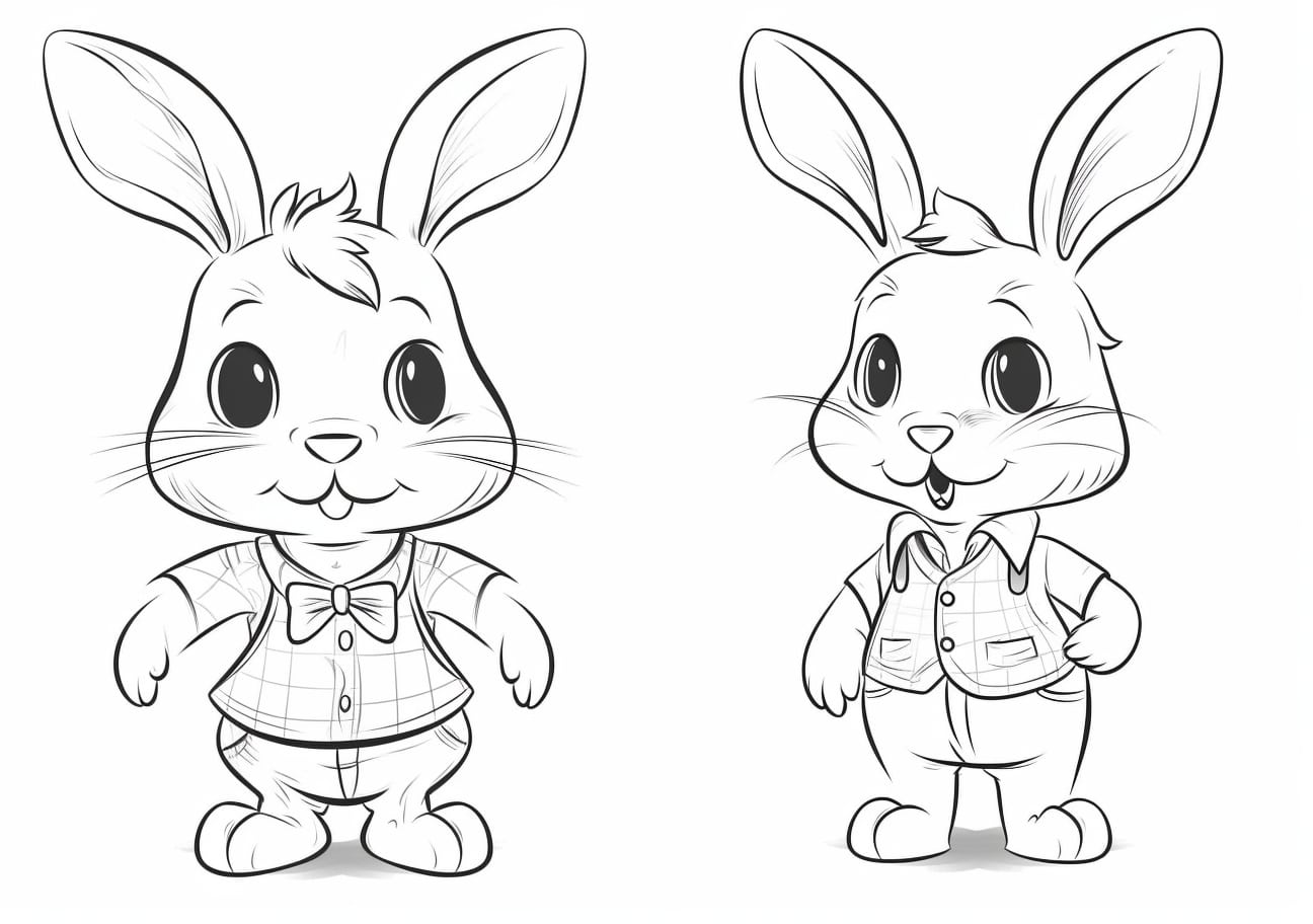 Cute bunny Coloring Pages, 彼方此方バニー