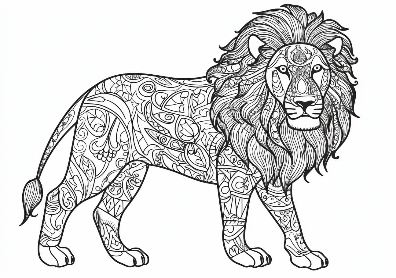 Lion Coloring Pages, Zentagle big lion
