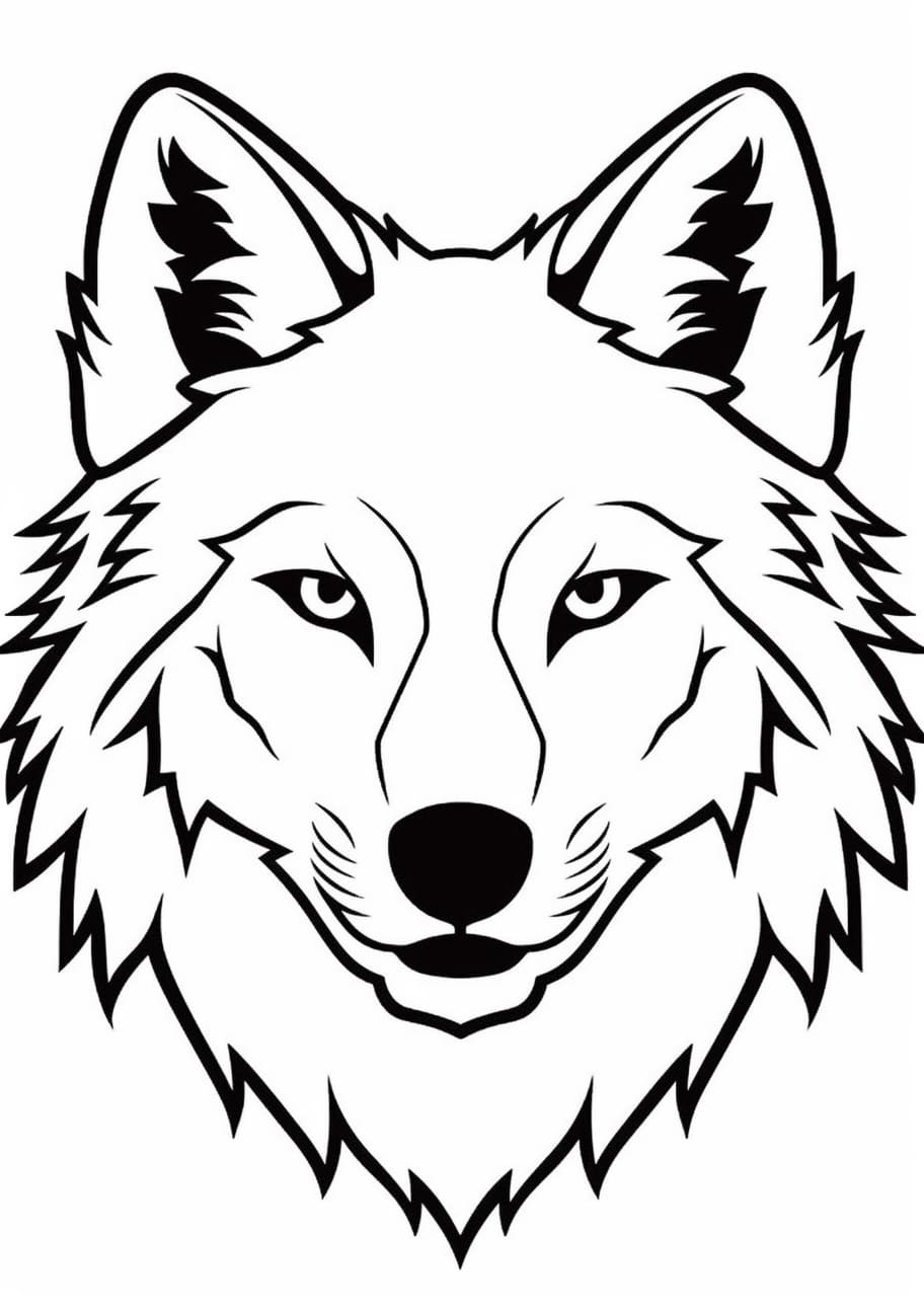 Wolf Coloring Pages, Simple wolf face