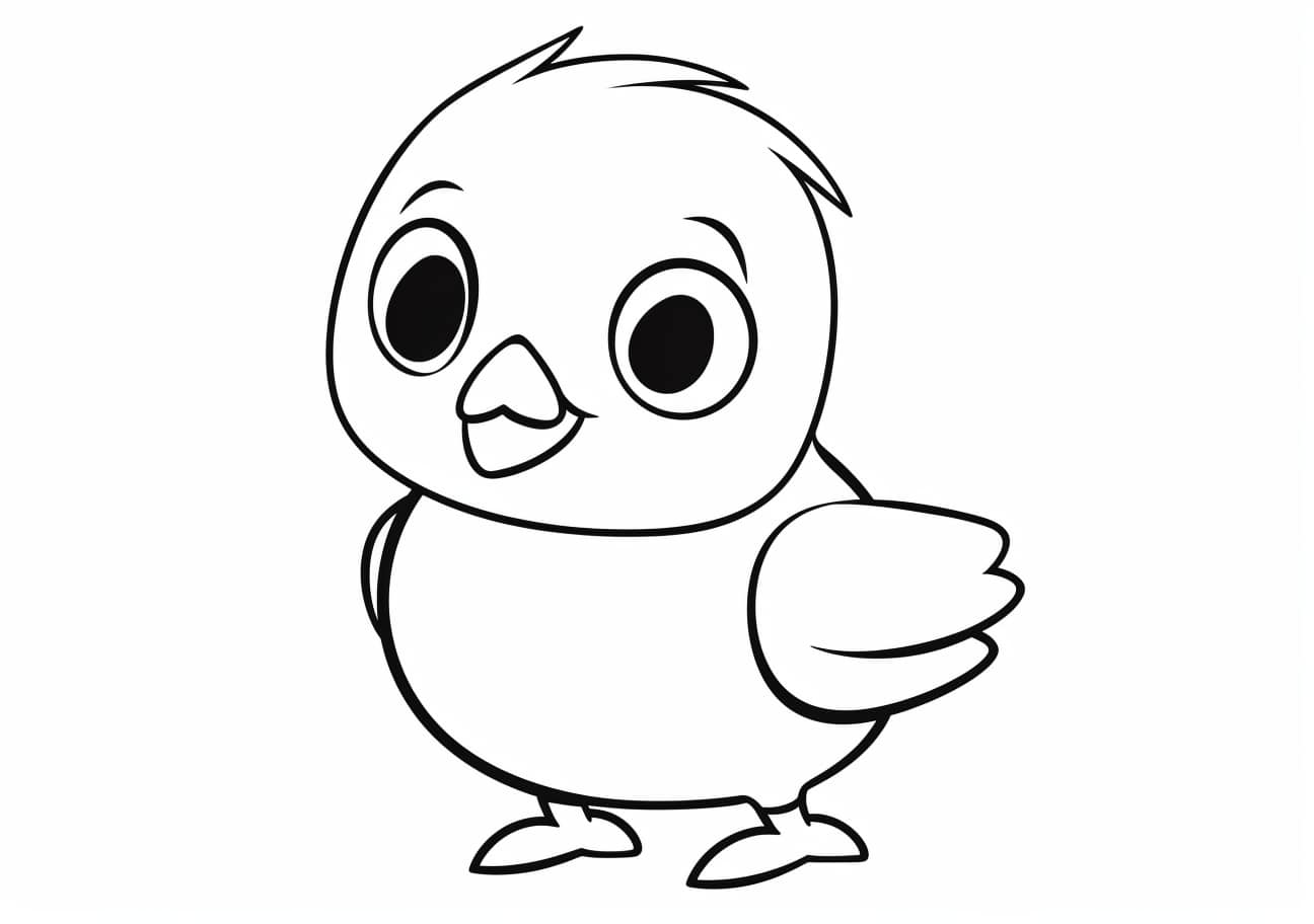 Сute animals Coloring Pages, cute chick in syple style