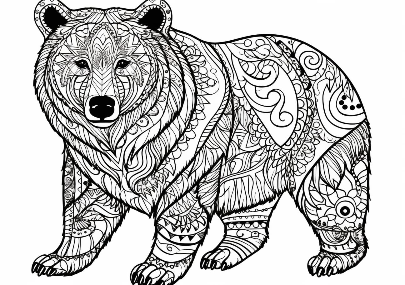 Bear Coloring Pages, Zentagle old bear