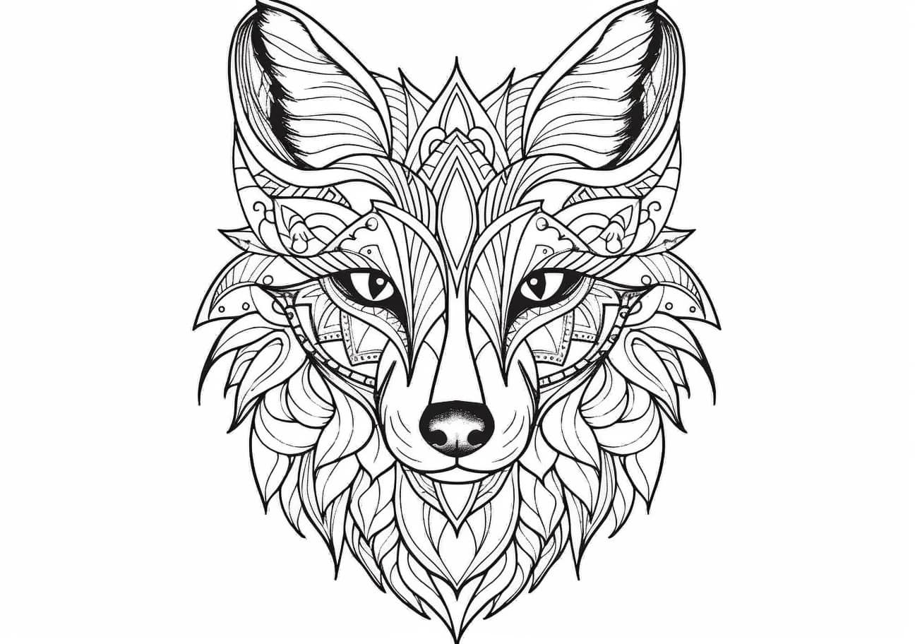 Fox Coloring Pages, Mandata fox face