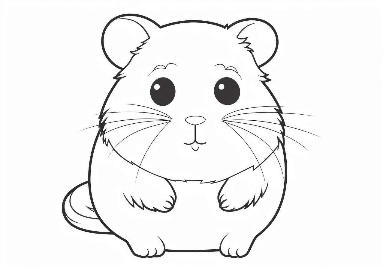 Hamsters Coloring Pages, かわいいハムスター、シンプルなカラーリング