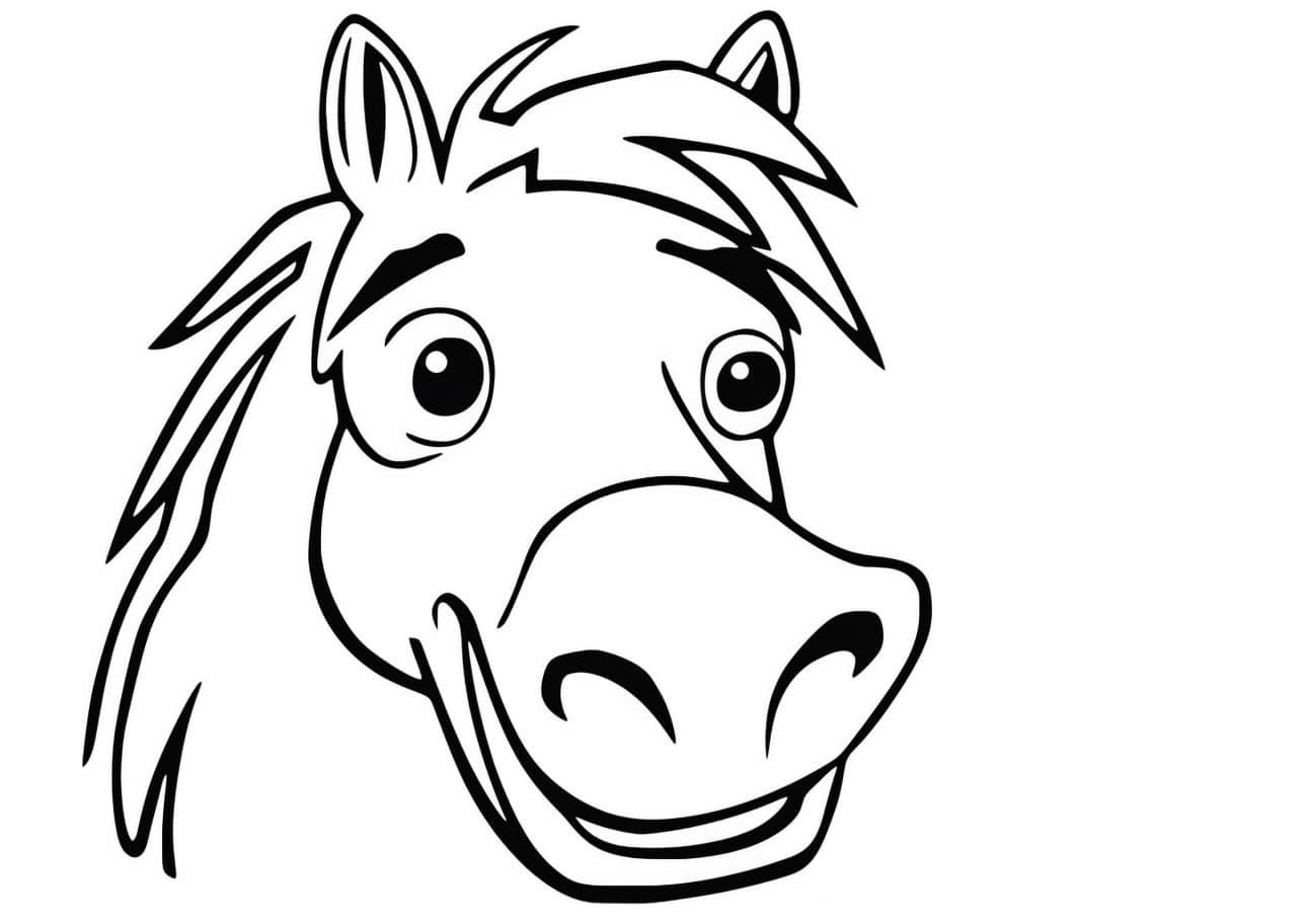 Horse Coloring Pages, Divertido caballo de dibujos animados