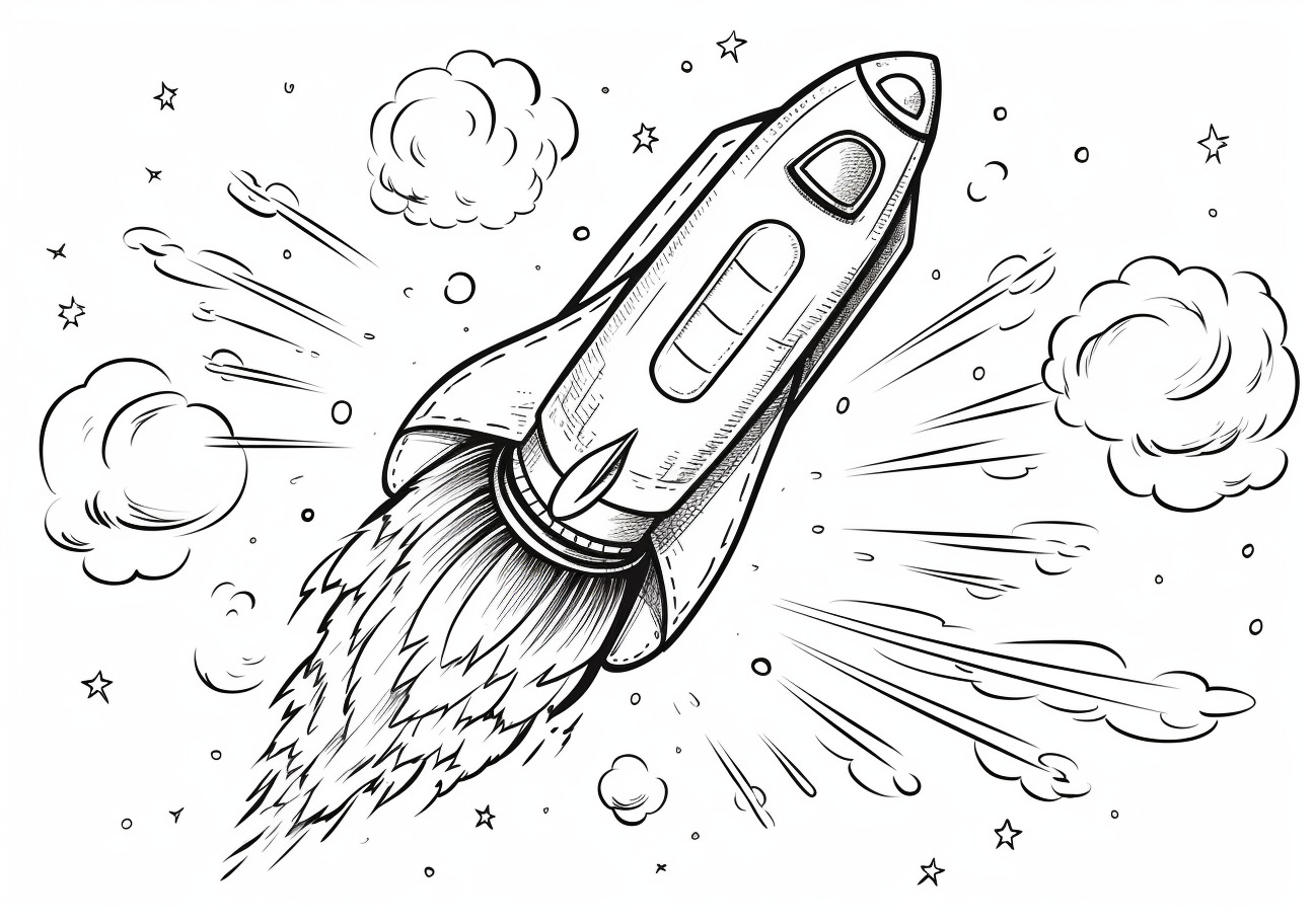 Rockets Coloring Pages, Rocket flames