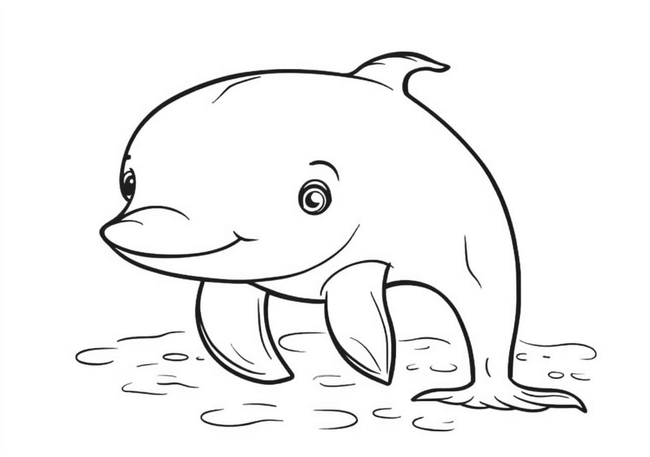 Dolphin Coloring Pages, かわいいイルカの赤ちゃん