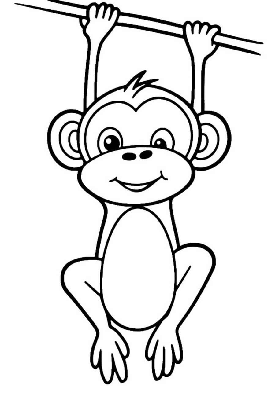Monkeys Coloring Pages, Playfull Monkey
