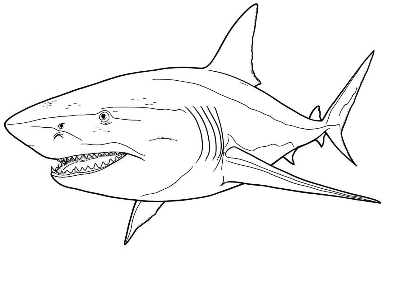 Shark Coloring Pages, grand requin blanc