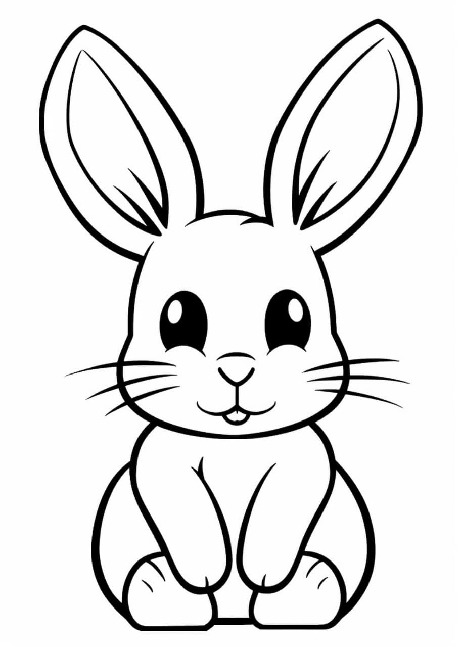Cute bunny Coloring Pages, Lapin, modèle simple